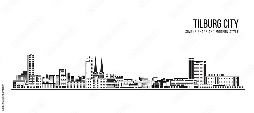 Fototapeta premium Cityscape Building Abstract shape and modern style art Vector design - Tilburg city
