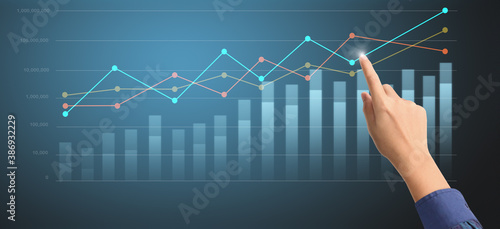 Businessplan graph growth and increase of chart positive indicators in his business