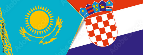 Kazakhstan and Croatia flags, two vector flags.