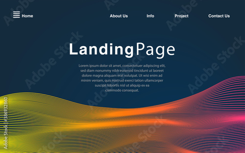 Website template design. background with colorful dynamic waves, hexagonal innovation pattern Modern landing page for websites Vector illustration