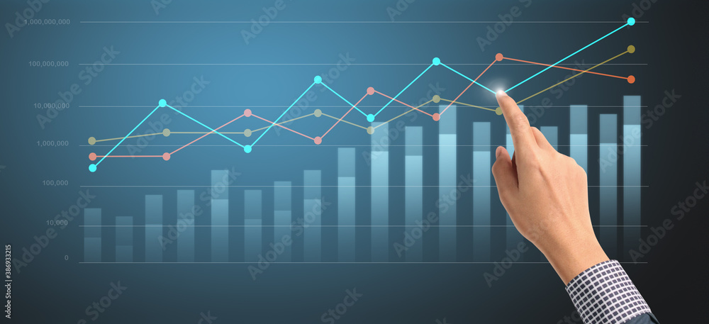 Businessplan graph growth and increase of chart positive indicators in ...