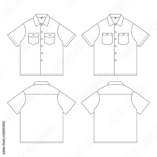 Template work shirt vector illustration flat design outline clothing collection