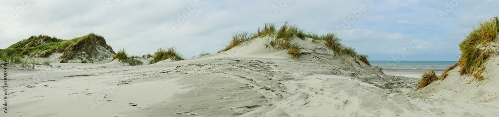 Panoramic view over the dunes of Ameland, Holland Panoramic view over the dunes of Ameland, Holland