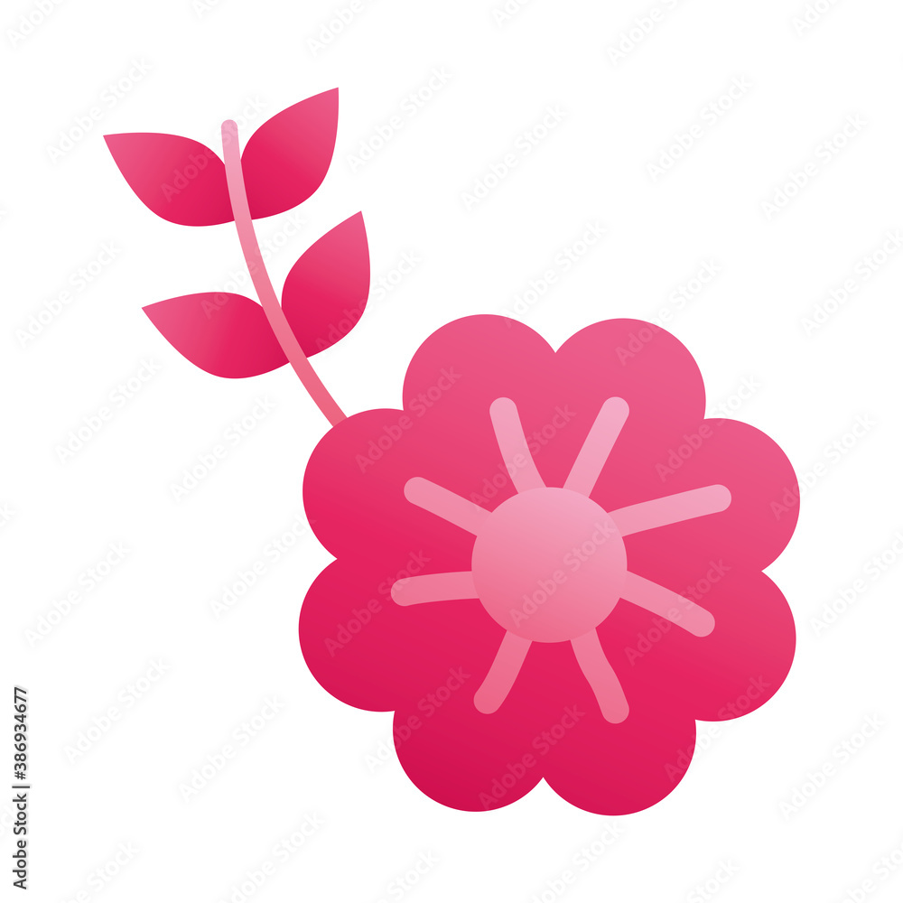 pink flower and leafs silhouette style icon pink flower and leafs silhouette style icon