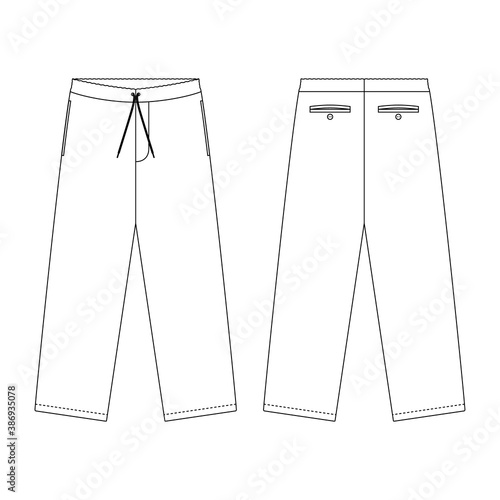 Template drawstring pants vector illustration flat design outline  clothing collection