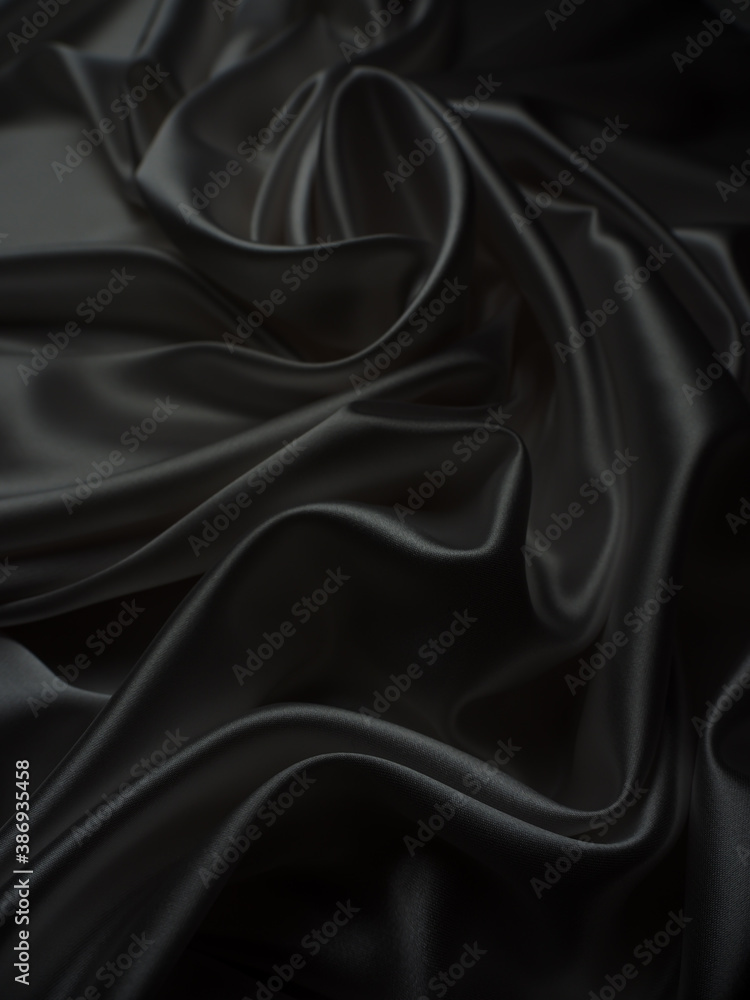 Fototapeta premium Beautiful elegant dark silver grey or black satin silk luxury cloth fabric texture, abstract background design.