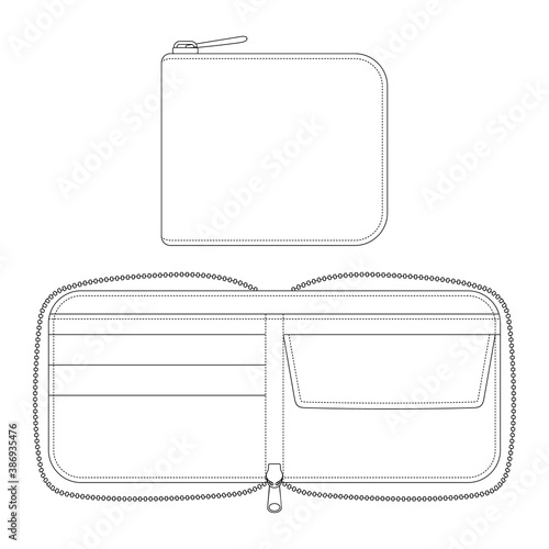 Template pouch wallet vector illustration flat design outline  clothing collection