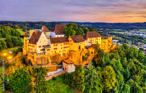 Aerial view of Lenzburg Castle in Aargau  Switzerland
