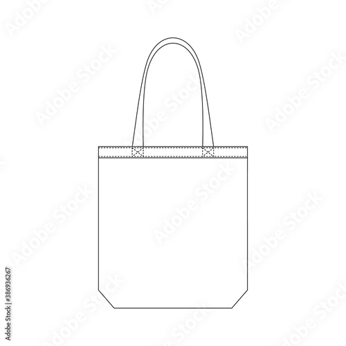 Template tote bag vector illustration flat design outline clothing collection