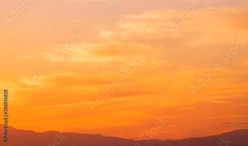 Beautiful panoramic sunset over the mountains.