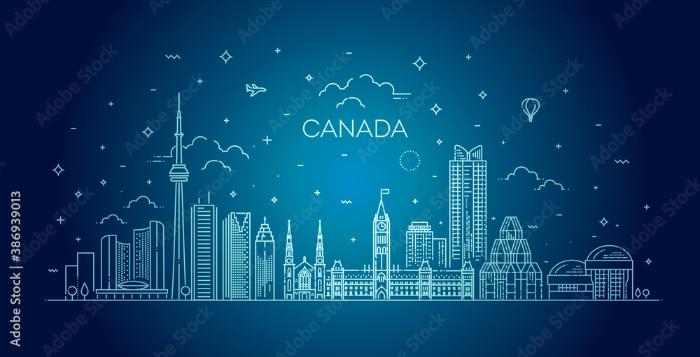 Fototapeta premium Canada architecture line skyline illustration
