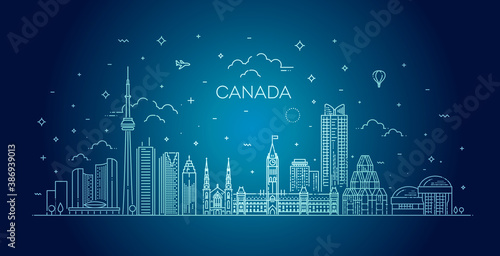 Canada architecture line skyline illustration
