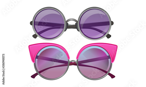 Shaped Sunglasses or Shades as Protective Eyewear Vector Set