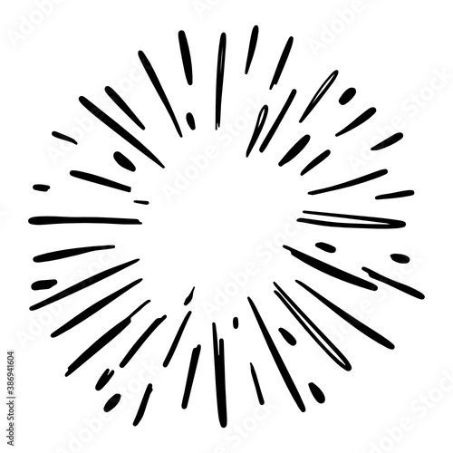 doodle starburst isolated on white background. hand drawn of sunburst. design elements. vector illustration.