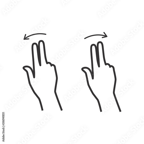 Hand touch, turn right and left. Vector Illustration.