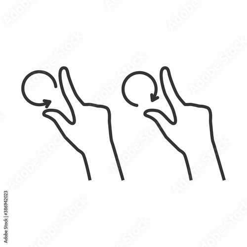 Hand touch, turn right and left. Vector Illustration.