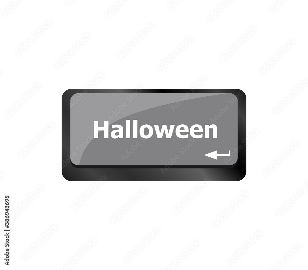 Computer keyboard key with key Halloween button Computer keyboard key with key Halloween button
