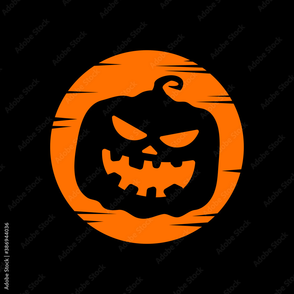 Fototapeta premium Orange circle icon puimpkin. Vector.
