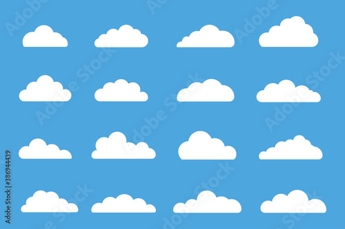 Set of different shape clouds. Weather symbol. Decoration element.