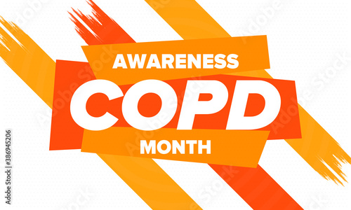 COPD Awareness Month in November. Chronic Obstructive Pulmonary Disease. Celebrated annual in United States. Medical health care and awareness design. Poster, card, banner and background. Vector