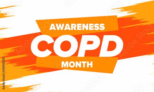 COPD Awareness Month in November. Chronic Obstructive Pulmonary Disease. Celebrated annual in United States. Medical health care and awareness design. Poster, card, banner and background. Vector