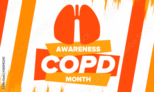 COPD Awareness Month in November. Chronic Obstructive Pulmonary Disease. Celebrated annual in United States. Medical health care and awareness design. Poster, card, banner and background. Vector