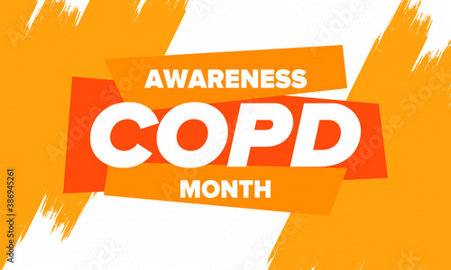 COPD Awareness Month in November. Chronic Obstructive Pulmonary Disease. Celebrated annual in United States. Medical health care and awareness design. Poster, card, banner and background. Vector