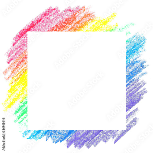 frame made of rainbow crayons