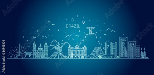 Brazil architecture vector line skyline