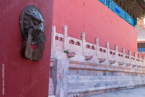 Huge Chinese palace buildings after the main gate. Located in the Imperial Ancestral Temple. photo