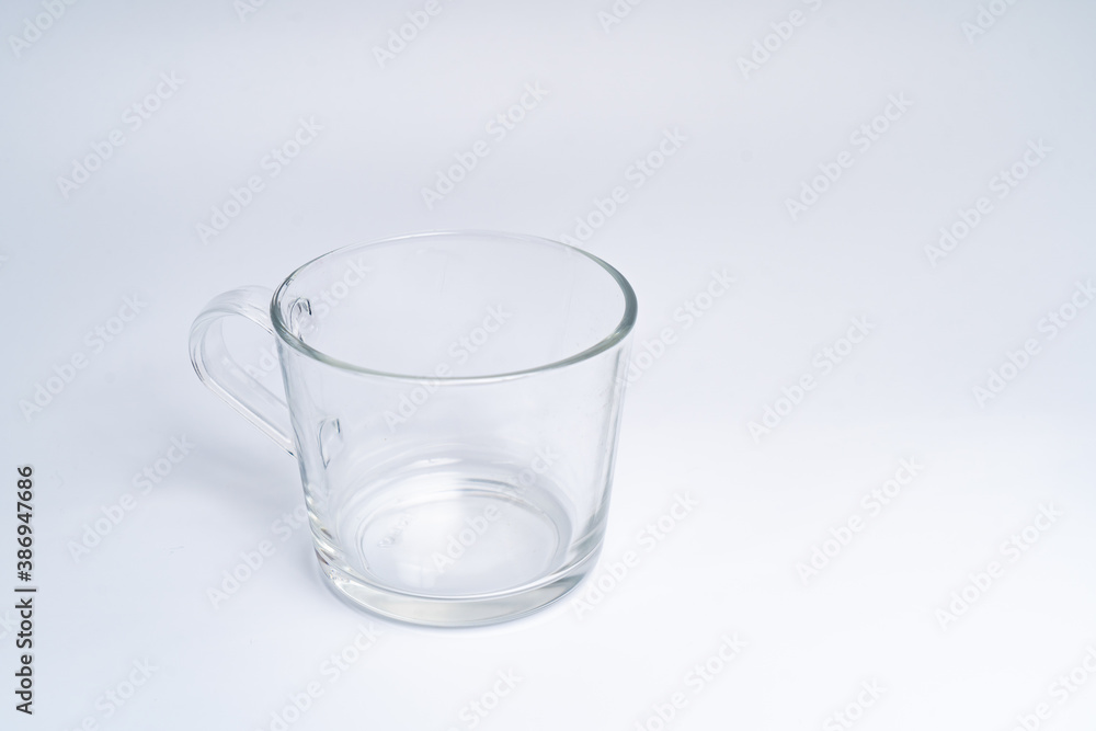 Empty glass coffee latte cup isolated on white background include clipping path Empty glass coffee latte cup isolated on white background include clipping path