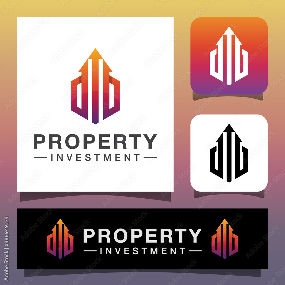 modern color Building property investment logo design, vector template