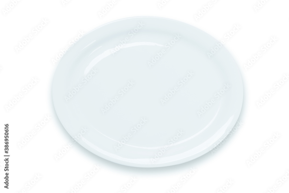 Cooking template - top view of an empty white plate isolated on a white background Cooking template - top view of an empty white plate isolated on a white background