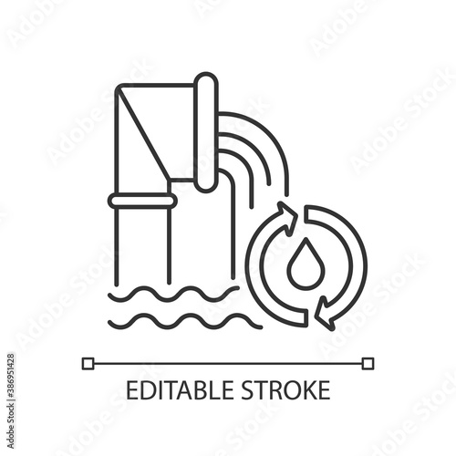 Water and wastewater linear icon. Protecting public health. Sewer system. Ecosystem. Thin line customizable illustration. Contour symbol. Vector isolated outline drawing. Editable stroke