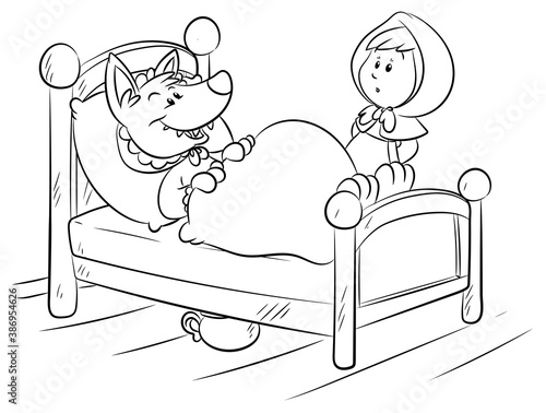 Rotkäppchen und verkleideter Wolf - Vektor-Illustration