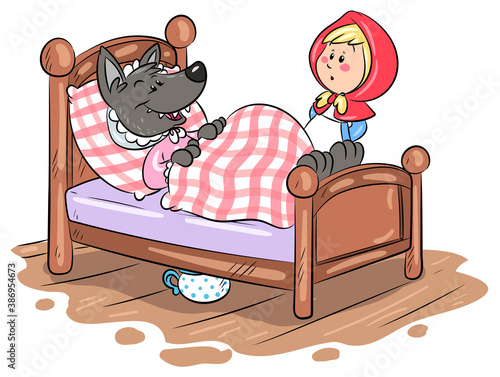 Rotkäppchen und verkleideter Wolf - Vektor-Illustration
