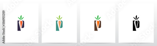 Carrot Planted On Letter Logo Design P