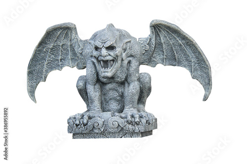 Fotografia, Obraz A Frightening Classic Stone Winged Gargoyle Figure.