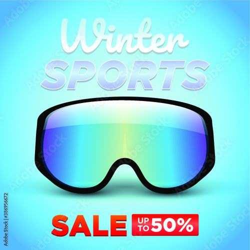 winter sport sale up to 50% promotion banner vector illustration