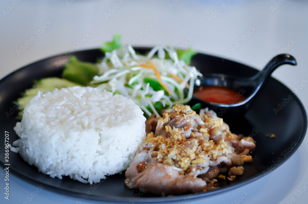 stir fried pork with garlic ,pork and rice stir fried pork with garlic ,pork and rice