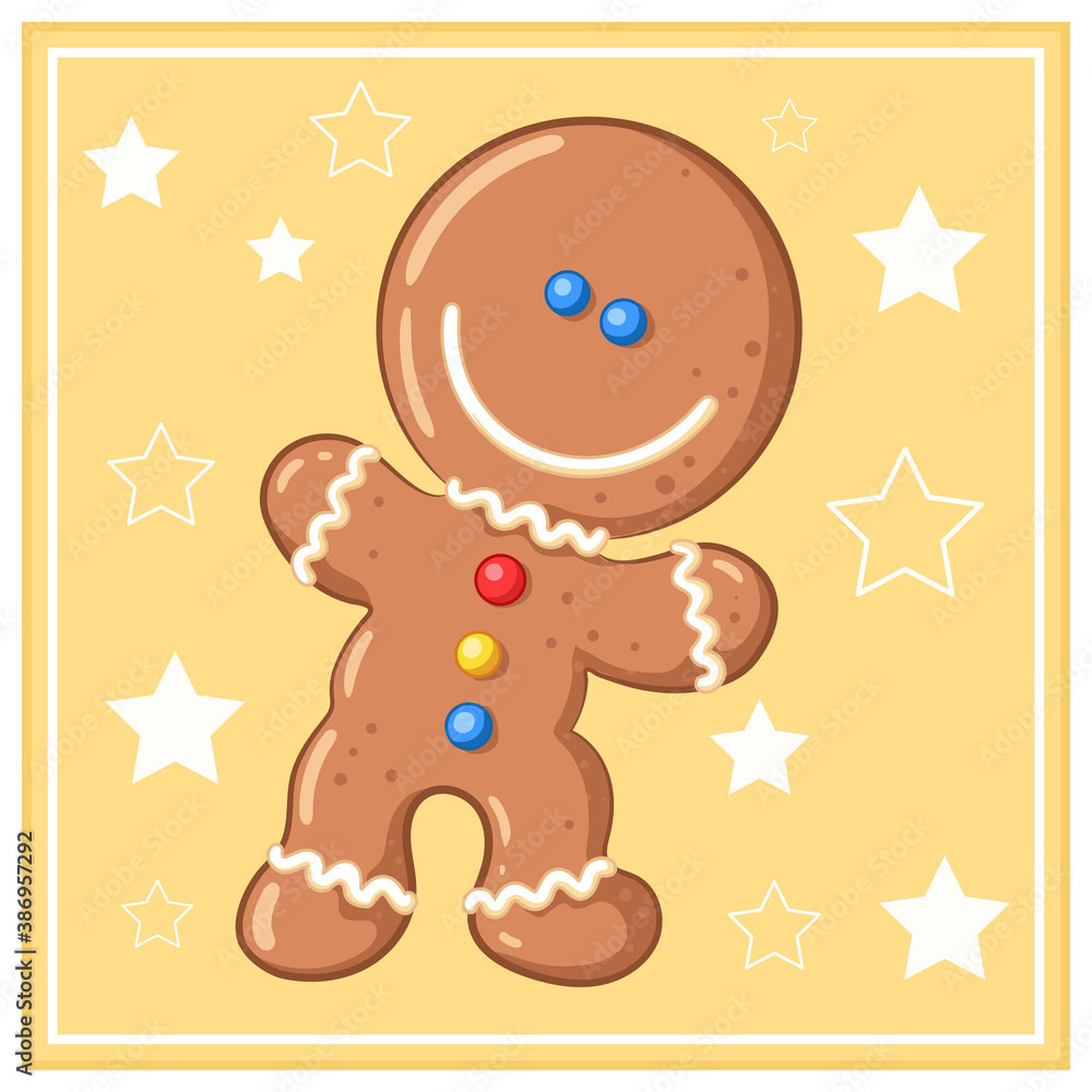 Obraz premium Niedlicher Lebkuchenmann - Vektor-Illustration