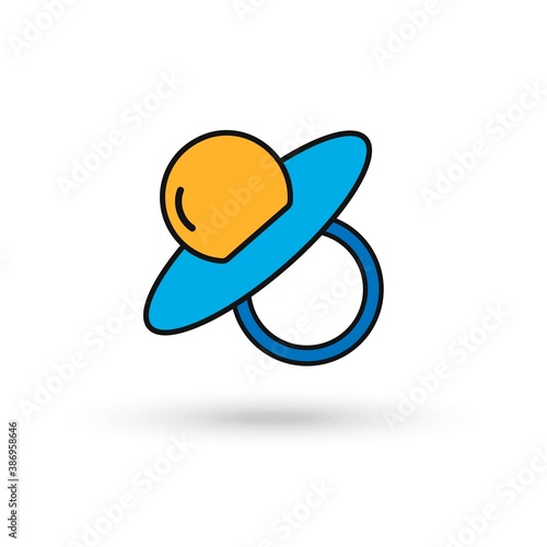 Color Baby pacifier, dummy, soother or teether flat vector icon for apps and websites