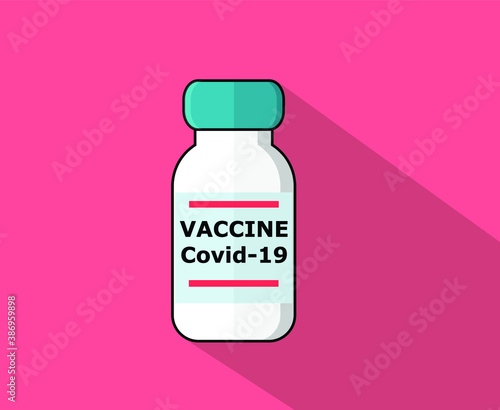 Flat design vector of Covid-19 vaccine bottle from medical laboratory are ready to use with patient