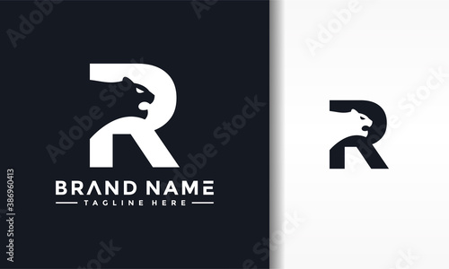 the letter R panther logo