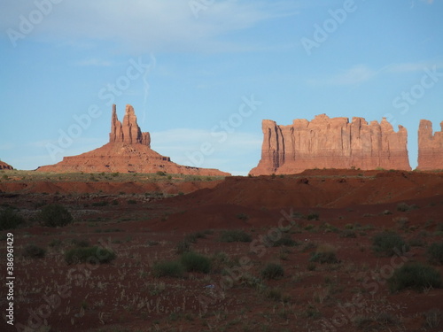 Monument Valley in the Arizona/Utah desert. USA. Spectacular red and orange rock formations.