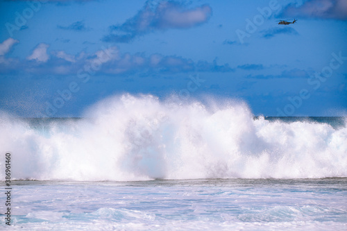 Waves surfing Banzai Pipeline, North shore, Oahu, Hawaii