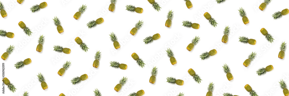 Pineapple set on white background. Flat lay made from ananas. isolated pineapple on white background Pineapple set on white background. Flat lay made from ananas. isolated pineapple on white background