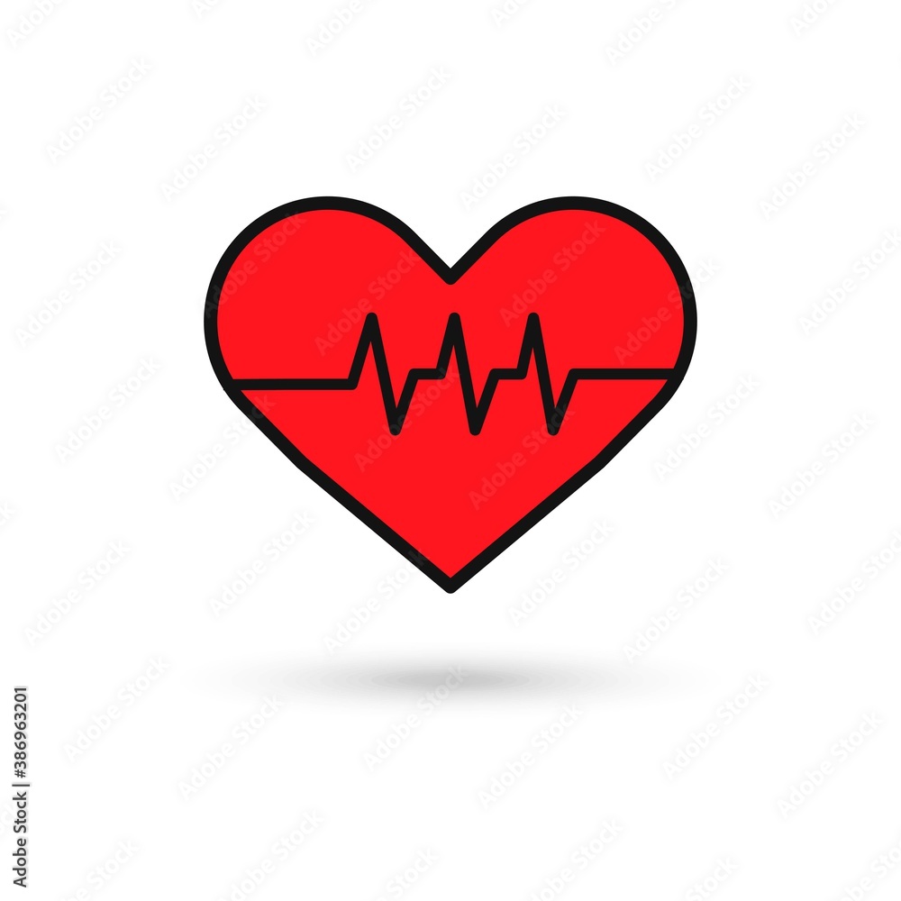 Red Heart beat vector icon Red Heart beat vector icon