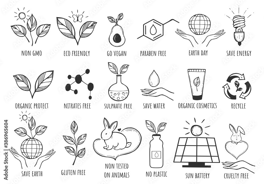 Ecology and eco product icon set