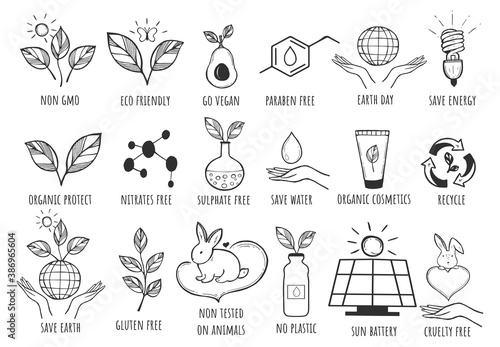Ecology and eco product icon set